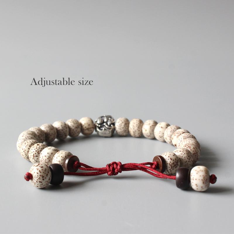 Adjustable Handmade Tibetan Bodhi Seed Bracelet - Natural Wood Beaded Braclet