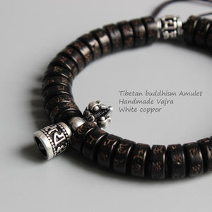 Tibetan Om Mani Padme Hum Natural Coconut Shell Beads Bracelet