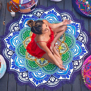 BeddingOutlet Tassel Indian Toalla Mandala Tapestry Beach Towel Sunblock Round Bikini Cover-Up Blanket Lotus Bohemian Yoga Mat