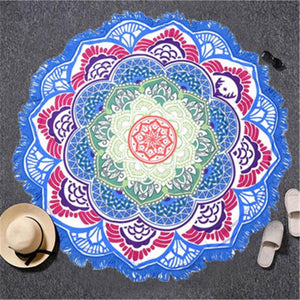 BeddingOutlet Tassel Indian Toalla Mandala Tapestry Beach Towel Sunblock Round Bikini Cover-Up Blanket Lotus Bohemian Yoga Mat