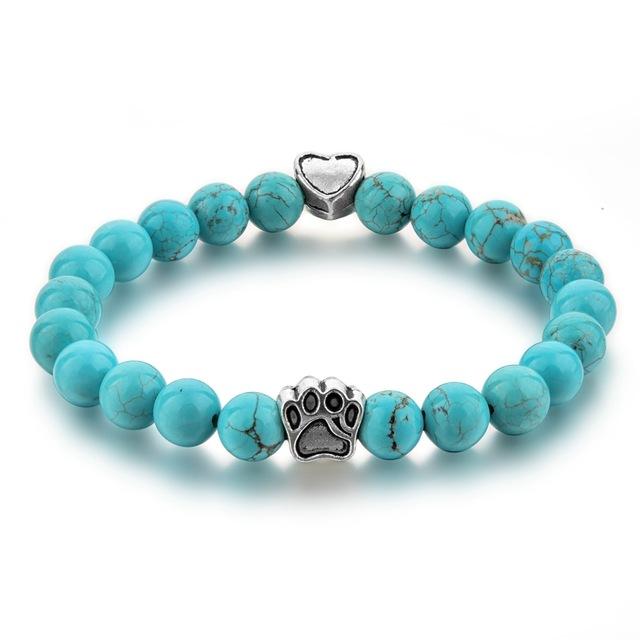 Natural Tiger Eyes Stone Beaded Bracelet - Dog Hand Paw