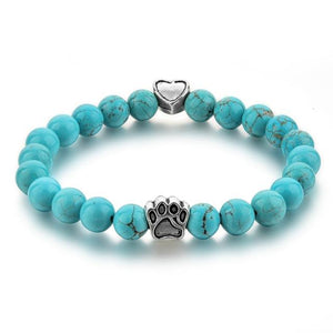 Natural Tiger Eyes Stone Beaded Bracelet - Dog Hand Paw