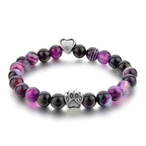 Natural Tiger Eyes Stone Beaded Bracelet - Dog Hand Paw