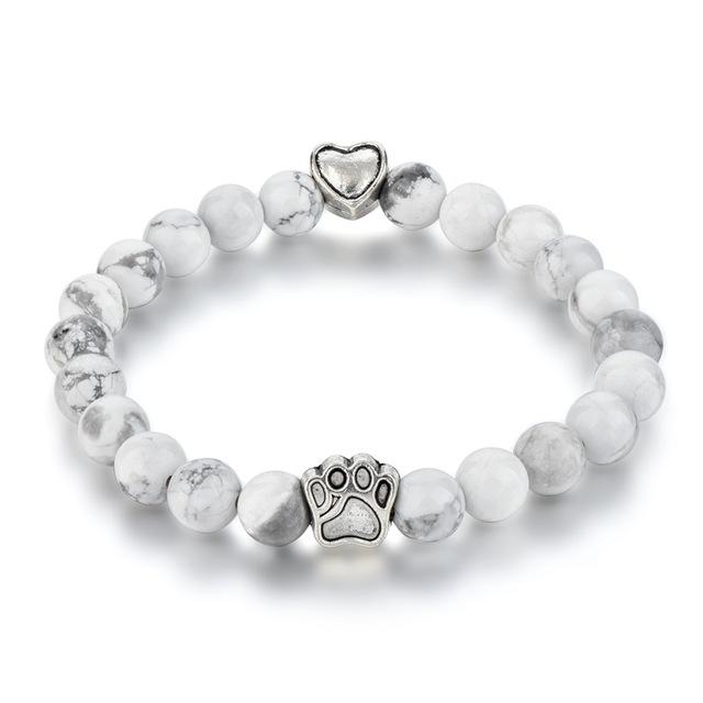 Natural Tiger Eyes Stone Beaded Bracelet - Dog Hand Paw