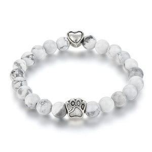 Natural Tiger Eyes Stone Beaded Bracelet - Dog Hand Paw