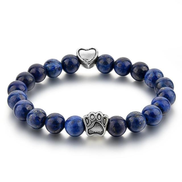 Natural Tiger Eyes Stone Beaded Bracelet - Dog Hand Paw