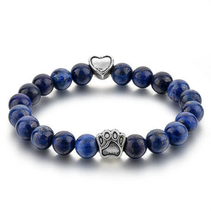 Natural Tiger Eyes Stone Beaded Bracelet - Dog Hand Paw