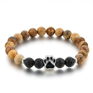 Natural Tiger Eyes Stone Beaded Bracelet - Dog Hand Paw