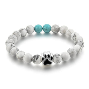 Natural Tiger Eyes Stone Beaded Bracelet - Dog Hand Paw