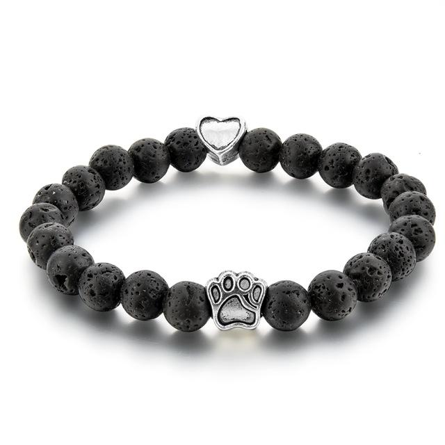 Natural Tiger Eyes Stone Beaded Bracelet - Dog Hand Paw