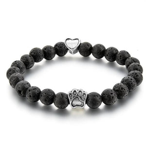 Natural Tiger Eyes Stone Beaded Bracelet - Dog Hand Paw