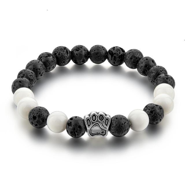 Natural Tiger Eyes Stone Beaded Bracelet - Dog Hand Paw